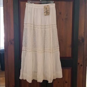 Bohemian off white flowy long skirt